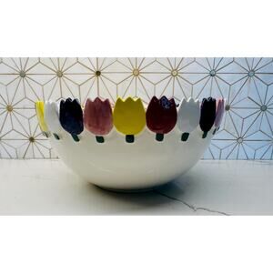 Handcrafted Ceramic Tulip Bowl – Misericordia Heart of‎ Mercy – 9” x 4.5”